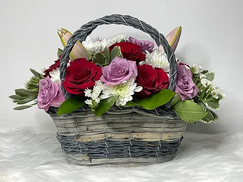 Basket of store flowers