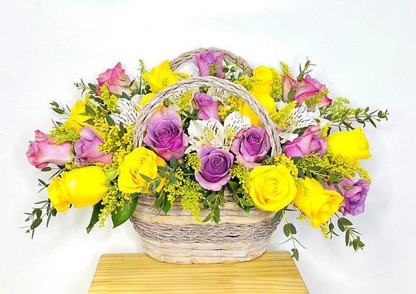 Vibrant Purple and Yellow Arrangement 