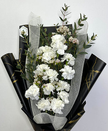 Charming White Fresh Carnation Bouquet 