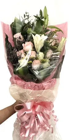 Pink Blushing Lily and Rose Bouquet 