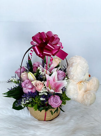 Lily and Roses in a Basket 