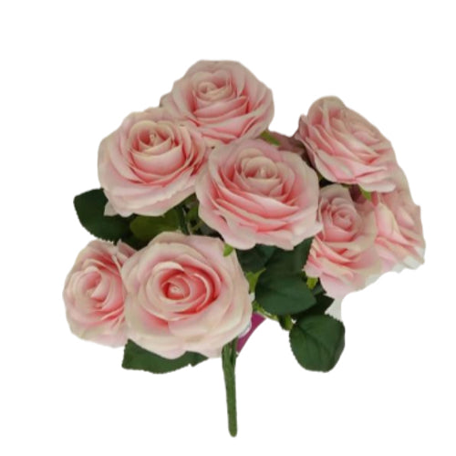 Artificial Pink Rose Bunch x 3pcs 