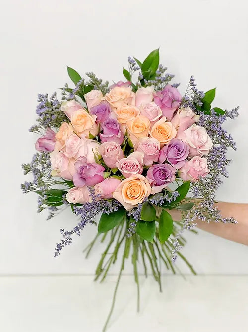 Captivating Fresh  Pink & Purple Roses Bouquet 