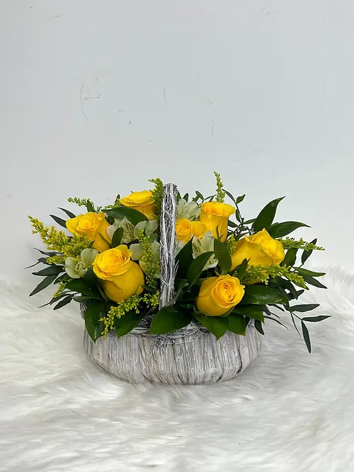 Bright Yellow Roses Arrangement 