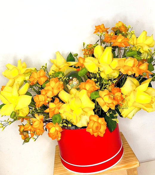 Yellow Flowers in a Box for NewlyWed 