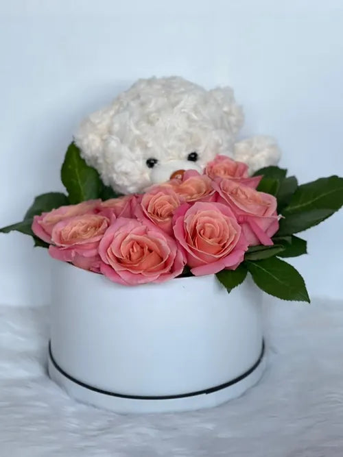 Blossoming Pink Roses in a Box 