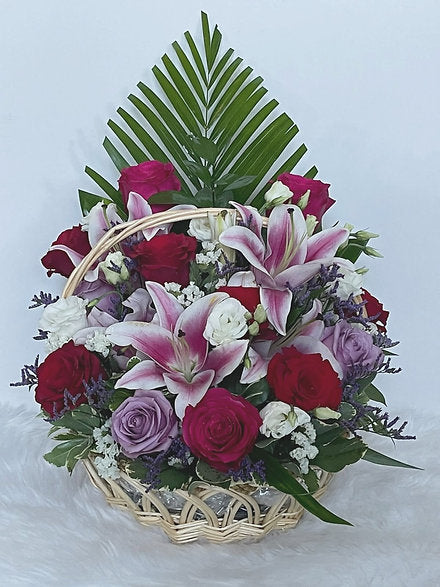 Bountiful Mixed Fresh Flowers in a Basket