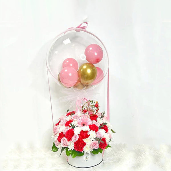 Hot Air Balloon and Flowers in a Box