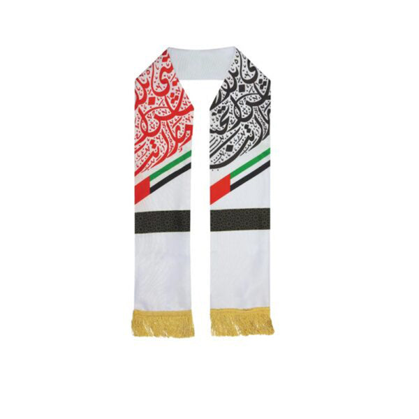 UAE Flag Polyester Scarf with Gold Tassel 